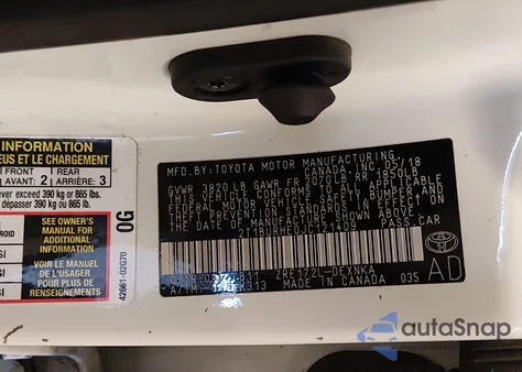 2018 Toyota Corolla Le из США, поврежденный, VIN 2T1BURHE0JC121409